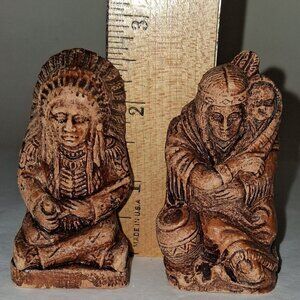 Vintage MPI Indian Chief and Squaw Salt & Pepper set Vintage 1940's